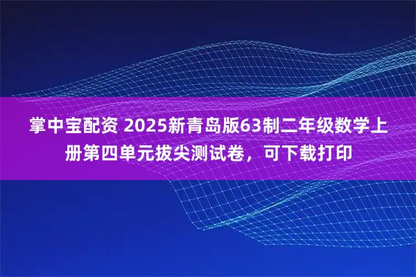 掌中宝配资 2025新青岛版63制二年级数学上册第四单元拔尖测试卷，可下载打印